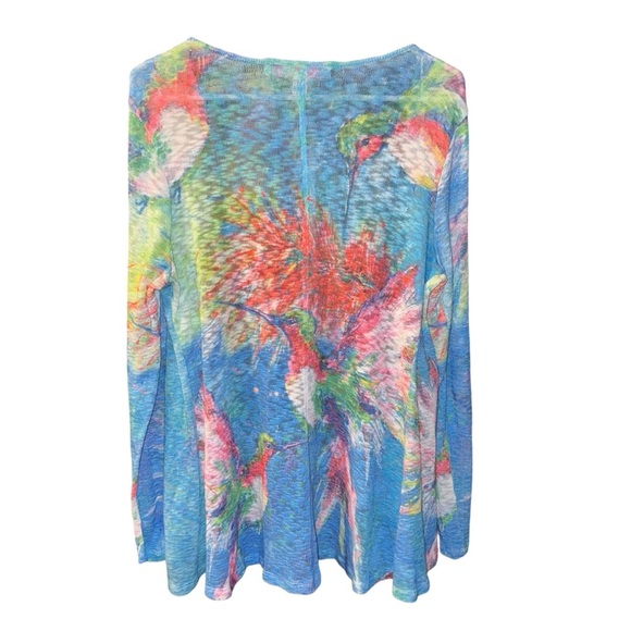 Leoma Lovegrove Cardigan Medium Colorful Abstract Print Open Front Sheer - Picture 4 of 6